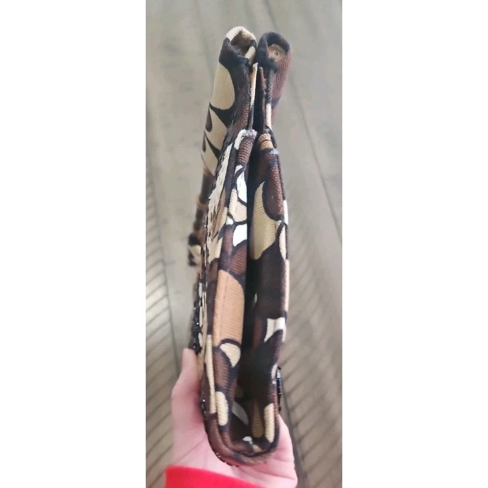 The Limited Handbag Neutral Sequin Floral Clutch Bamboo Handles Mod Chic Coastal - Picture 9 of 16